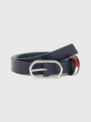 Tommy Hilfiger Oval Gesp Leren Riemen Dames Blauw | TH493QYE