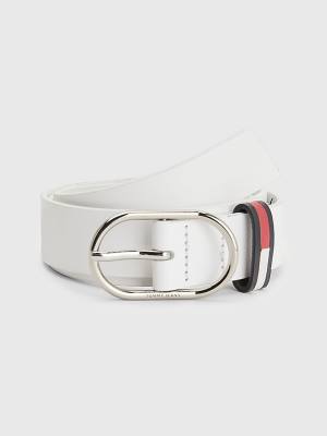 Tommy Hilfiger Oval Gesp Signature Leren Riemen Dames Wit | TH562NZX