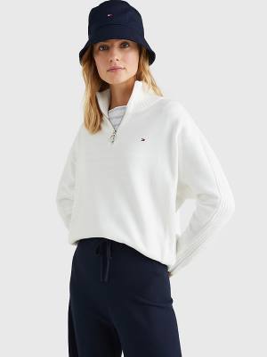 Tommy Hilfiger Oversized Half-Zip High Neck Jumper Truien Dames Wit | TH586XYE