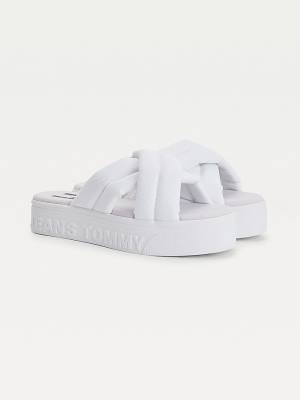 Tommy Hilfiger Padded Riemen Flatform Sandalen Dames Wit | TH845GXB