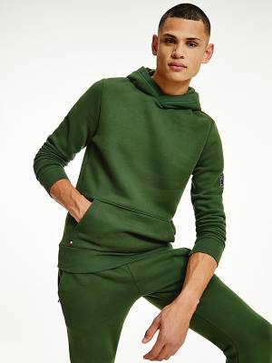 Tommy Hilfiger Peached Fleece Hoodie Heren Groen | TH785KJO