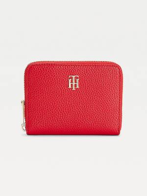 Tommy Hilfiger Pebble Grain Medium Zip-Around Portefeuille Dames Rood | TH470WCJ