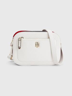 Tommy Hilfiger Pebble Grain Signature Camera Tassen Dames Wit | TH157SBQ