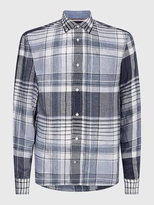 Tommy Hilfiger Pigment Dyed Check Linen Overhemd Heren Blauw | TH025CBV