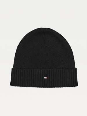 Tommy Hilfiger Pima Katoenen Cashmere Cuffed Beanie Hoeden Heren Zwart | TH096ZEK