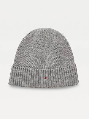 Tommy Hilfiger Pima Katoenen Cashmere Cuffed Beanie Hoeden Heren Grijs | TH324YNS