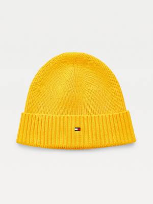 Tommy Hilfiger Pima Katoenen Cashmere Cuffed Beanie Hoeden Heren Geel | TH761TLA