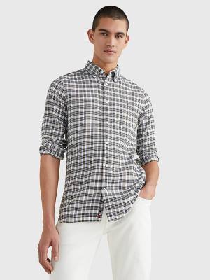 Tommy Hilfiger Plaid Check Slim Fit Oxford Overhemd Heren Blauw | TH453RUQ