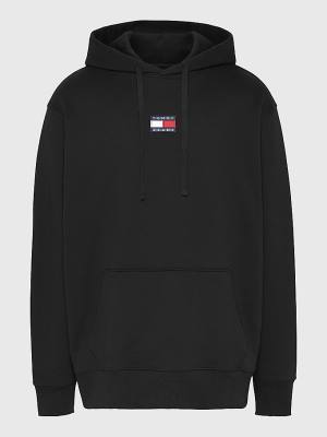 Tommy Hilfiger Plus Badge Organic Katoenen Hoodie Heren Zwart | TH605WVD