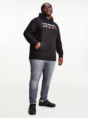 Tommy Hilfiger Plus Essential Logo Hoodie Heren Zwart | TH653XVS