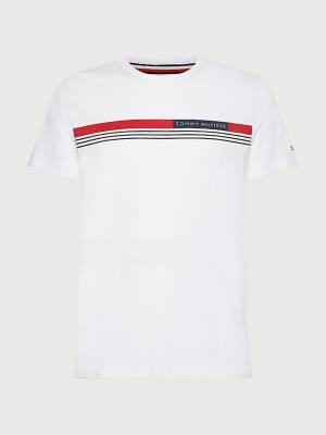 Tommy Hilfiger Plus Signature Tape T-shirts Heren Wit | TH423THA