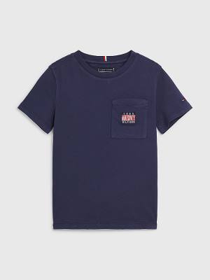 Tommy Hilfiger Pocket Logo Embroidery T-shirts Jongens Blauw | TH701NWV