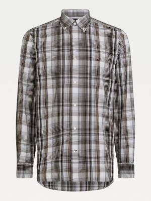 Tommy Hilfiger Poplin Check Regular Fit Overhemd Heren Blauw | TH829LHW