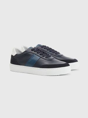 Tommy Hilfiger Premium Leren Cupsole Sneakers Heren Blauw | TH941HKQ