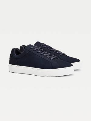 Tommy Hilfiger Premium Nubuck Leren Cupsole Sneakers Heren Blauw | TH397TSB