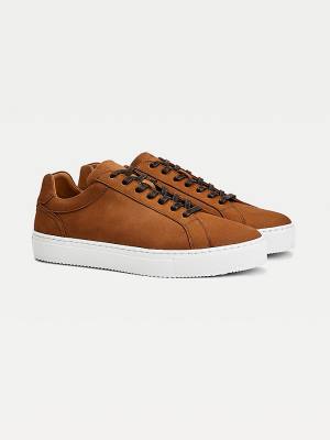 Tommy Hilfiger Premium Nubuck Leren Cupsole Sneakers Heren Bruin | TH410GCB