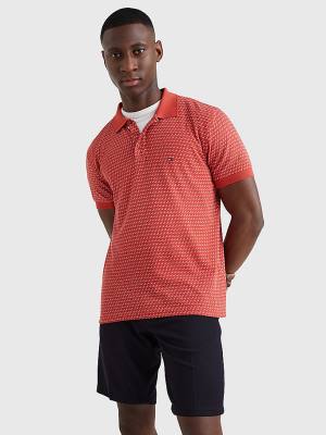 Tommy Hilfiger Print Regular Fit Poloshirt Heren Rood | TH165ZHC