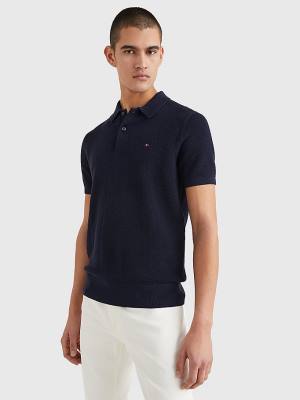 Tommy Hilfiger Pure Katoenen Signature Detail Polo Truien Heren Blauw | TH453VNI