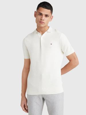 Tommy Hilfiger Pure Katoenen Signature Detail Polo Truien Heren Wit | TH739NCQ