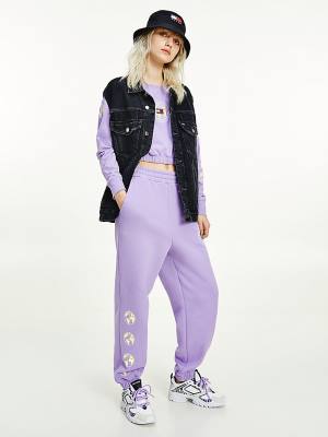 Tommy Hilfiger Recycled Jersey Logo Joggers Broek Dames Paars | TH957LFW