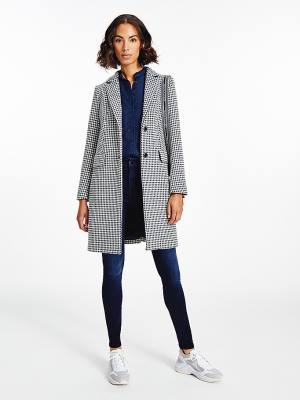 Tommy Hilfiger Recycled Wool Blend Houndstooth Jassen Dames Blauw | TH187EIP