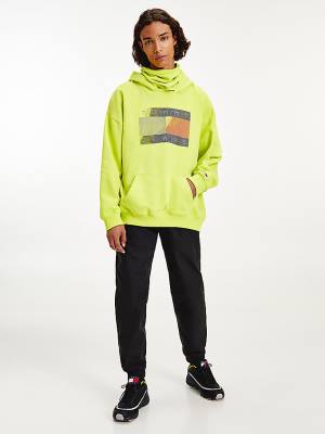 Tommy Hilfiger Reflective Logo Funnel Neck Hoodie Heren Groen | TH375BEN