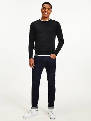 Tommy Hilfiger Regular Fit Crew Neck Jumper Truien Heren Zwart | TH203FPG