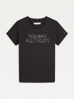 Tommy Hilfiger Reptile Print Logo Recycled T-shirts Meisjes Zwart | TH901FUV