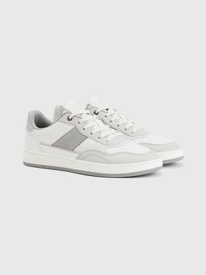 Tommy Hilfiger Retro Court Cupsole Mixed Sneakers Heren Grijs | TH862MCU