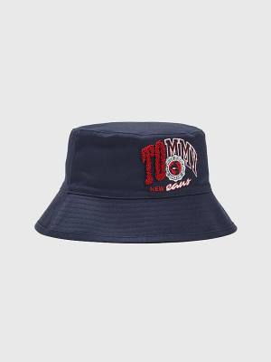 Tommy Hilfiger Reversible Logo Bucket Hoeden Heren Blauw | TH682AHG