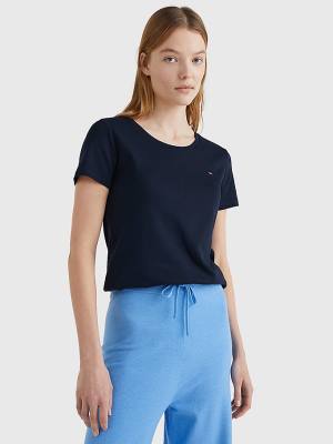 Tommy Hilfiger Round Neck Slim Fit T-shirts Dames Blauw | TH815QPJ