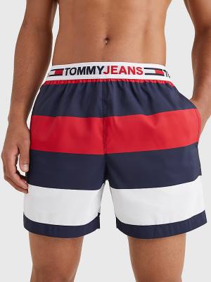 Tommy Hilfiger Rugby Stripe Mid Length Shorts Zwemkleding Heren Rood | TH596YJB