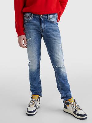 Tommy Hilfiger Scanton Washed & Worn Slim Fit Jeans Heren Denim | TH379XRU