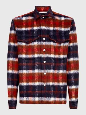 Tommy Hilfiger Shadow Check Relaxed Fit Overshirt Overhemd Heren Blauw | TH986YXH