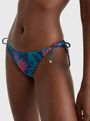 Tommy Hilfiger Side Tie Tropical Bikini Bottoms Zwemkleding Dames Blauw | TH730QSZ