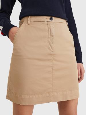 Tommy Hilfiger Signature Belt Chino Mini Rokken Dames Beige | TH948MDX