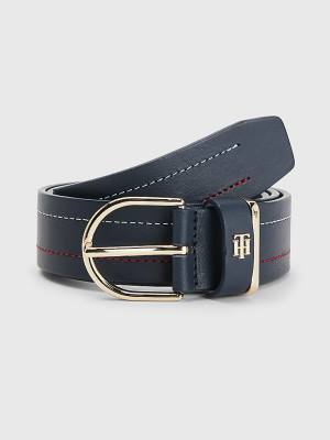 Tommy Hilfiger Signature Detailing Leren Riemen Dames Blauw | TH316JDT