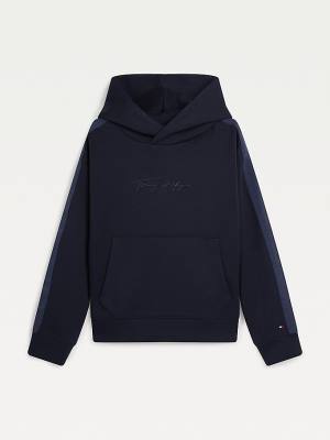 Tommy Hilfiger Signature Embroidery Hoodie Meisjes Blauw | TH591MRD