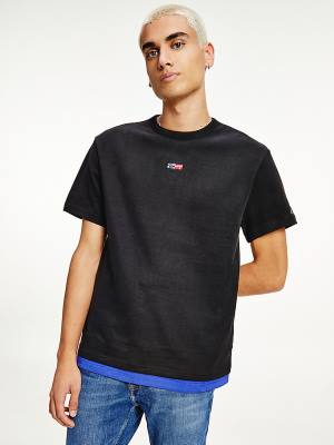 Tommy Hilfiger Signature Graphic T-shirts Heren Zwart | TH293ORQ