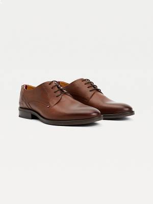 Tommy Hilfiger Signature Leren Derby Formele Schoenen Heren Bruin | TH057NOB