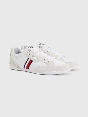 Tommy Hilfiger Signature Leren Mix Cupsole Sneakers Heren Wit | TH093YKW