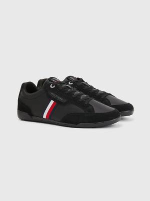 Tommy Hilfiger Signature Leren Mix Cupsole Sneakers Heren Zwart | TH102UQF