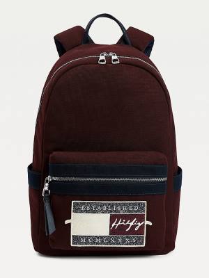 Tommy Hilfiger Signature Logo Backpack Tassen Heren Rood | TH498ANE