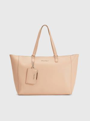 Tommy Hilfiger Signature Logo Tote Tassen Dames Beige | TH162XZW