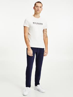 Tommy Hilfiger Signature Organic Katoenen Graphic Logo T-shirts Heren Wit | TH074QDR