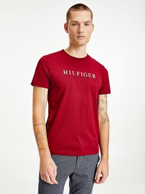 Tommy Hilfiger Signature Organic Katoenen Graphic Logo T-shirts Heren Rood | TH605QTC