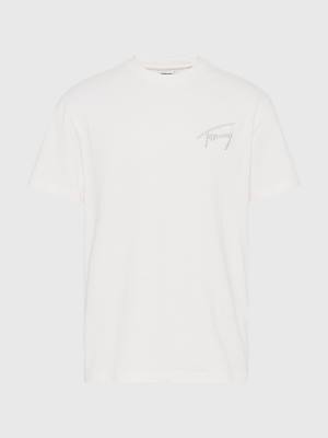 Tommy Hilfiger Signature Recycled Katoenen T-shirts Heren Wit | TH268CWG