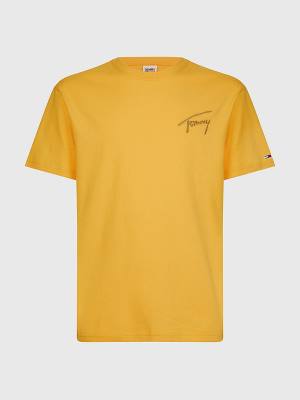 Tommy Hilfiger Signature Recycled Katoenen T-shirts Heren Geel | TH976KYM