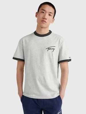 Tommy Hilfiger Signature Ringer Tee T-shirts Heren Grijs | TH024TKN