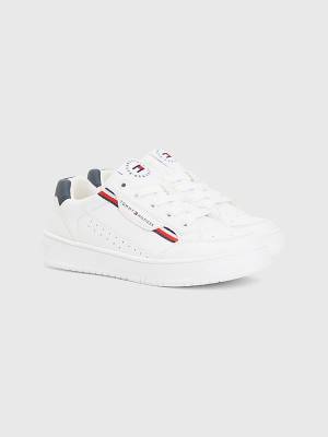 Tommy Hilfiger Signature Tape Kanten-Up Sneakers Jongens Wit | TH607EIM